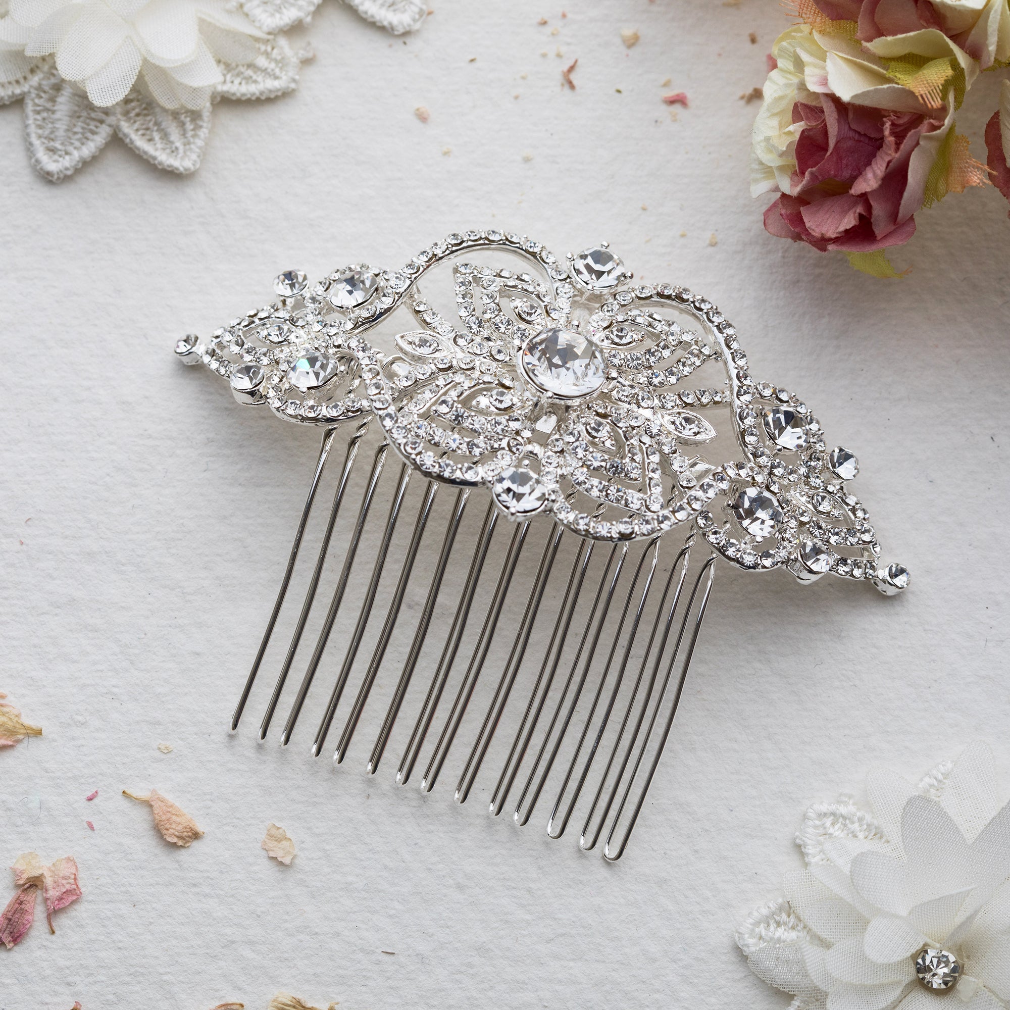 Danna crystal silver hair comb