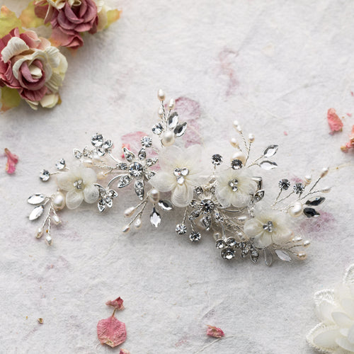 Dina flower and crystal hair comb