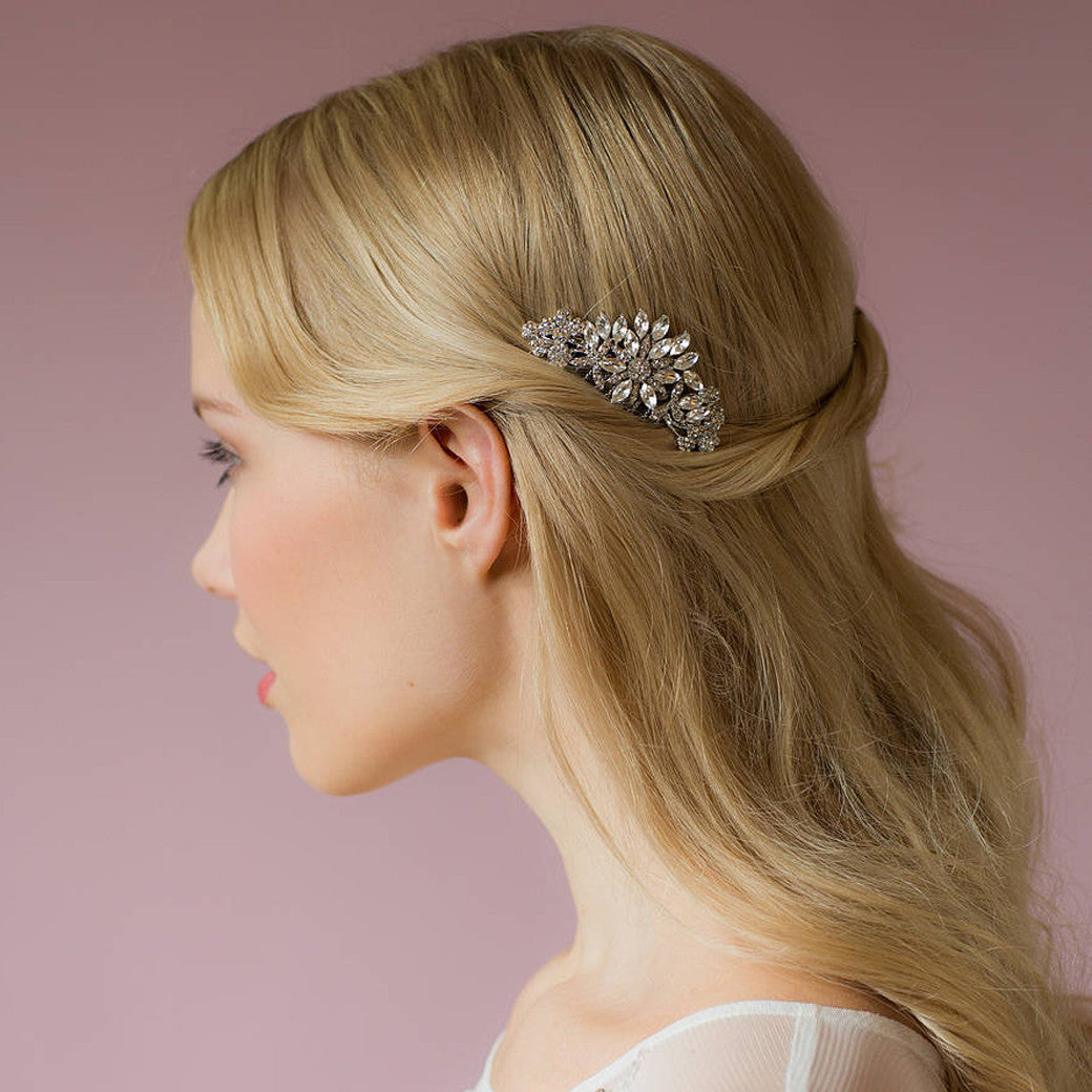 Bette silver crystal hair comb