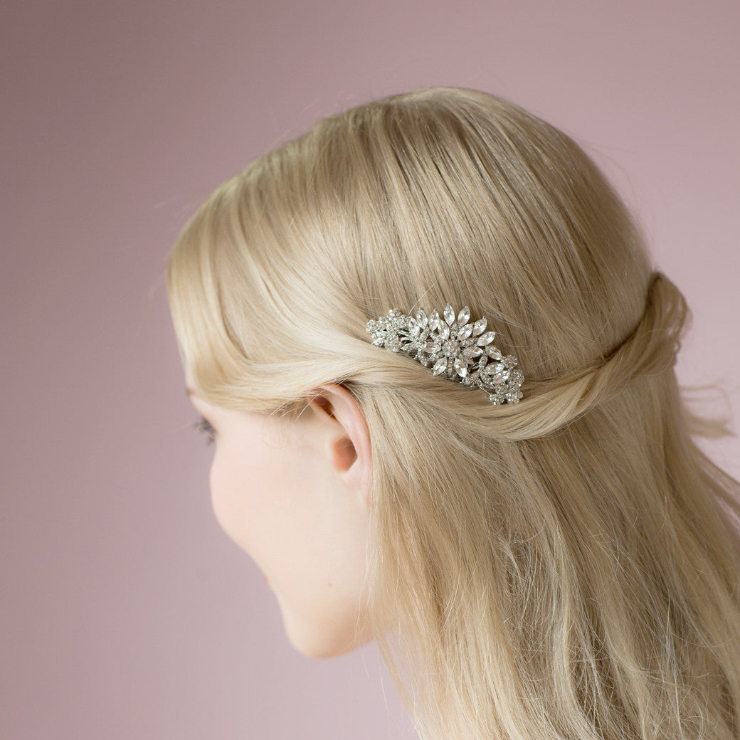 Bette silver crystal hair comb