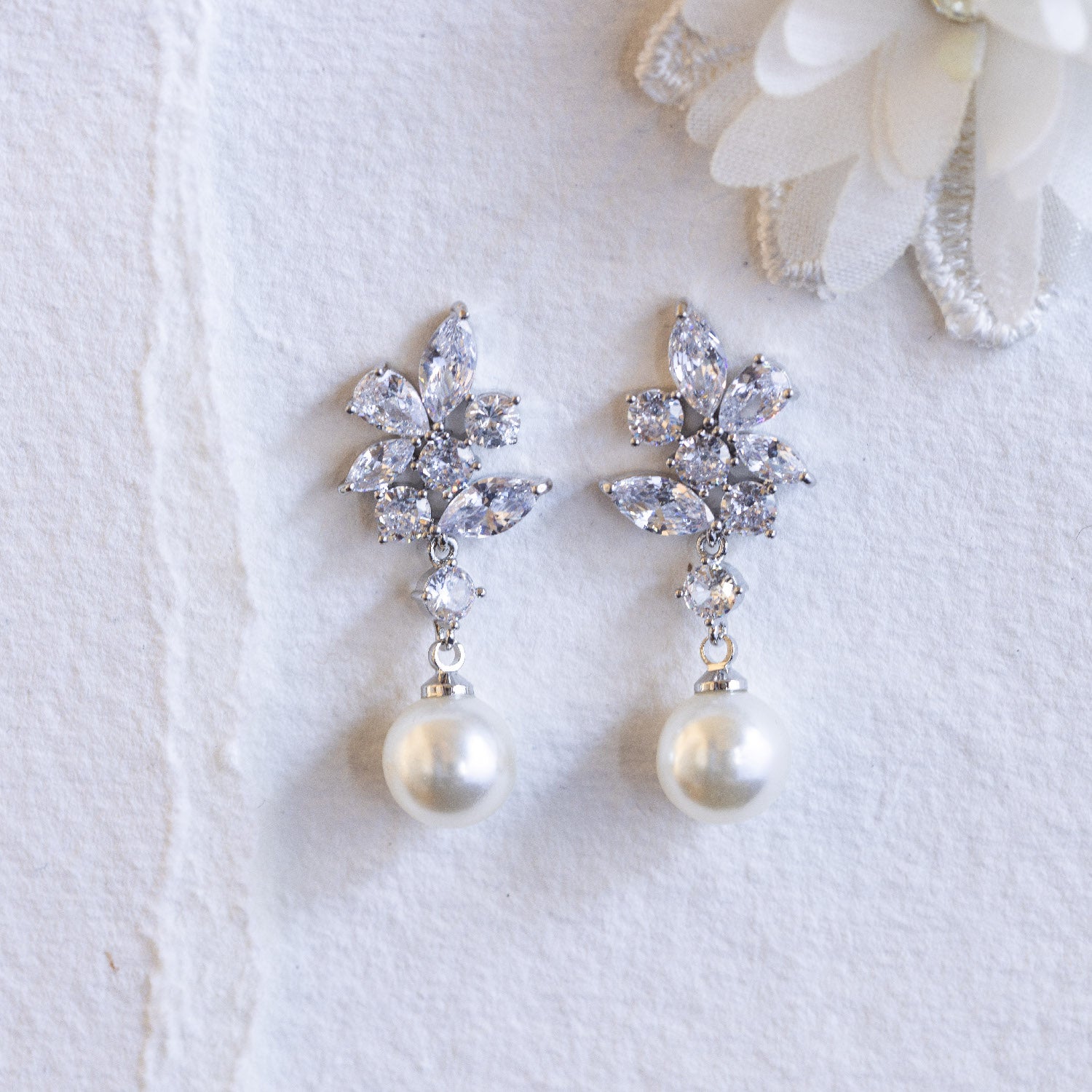 Addy crystal and pearl earrings
