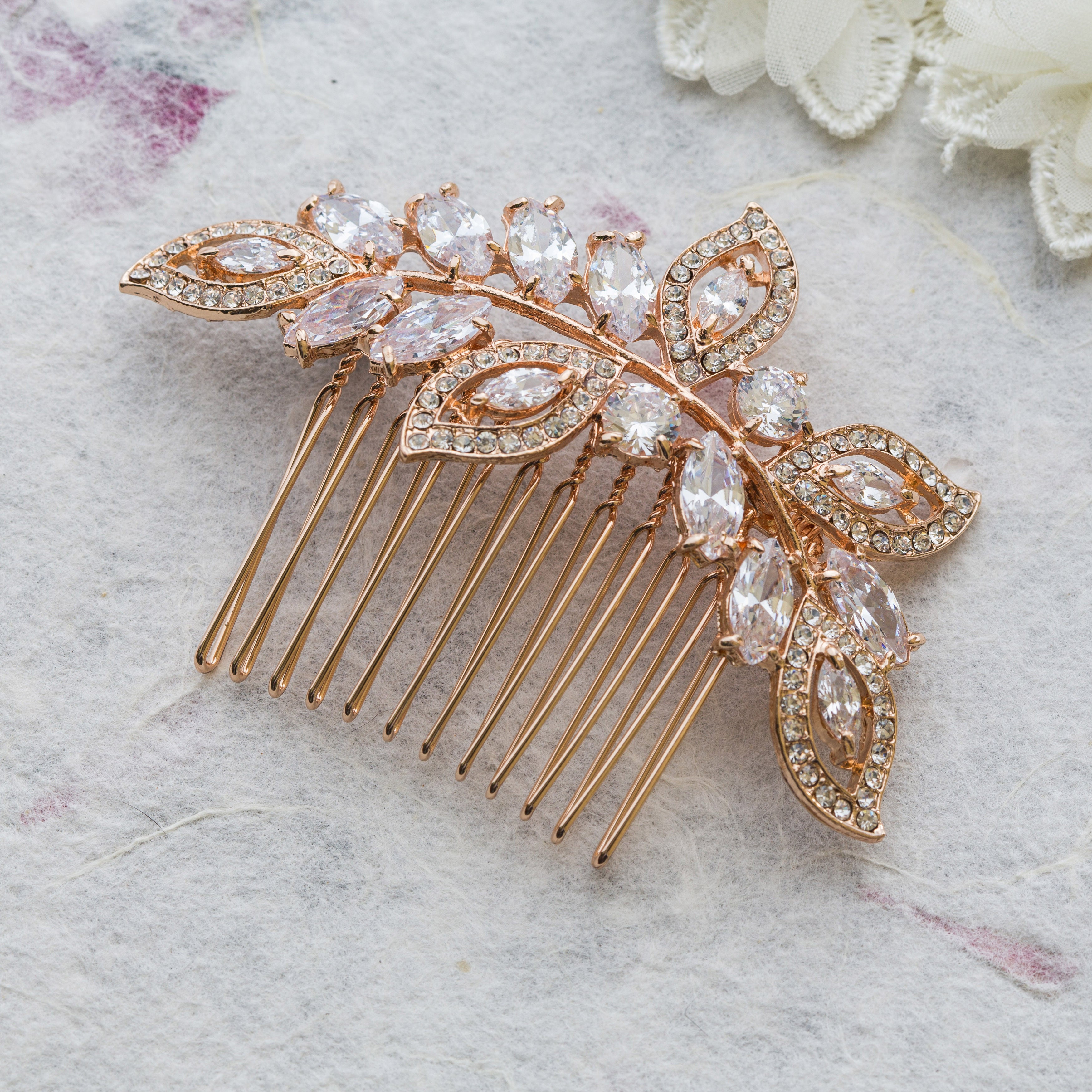 Helena gold crystal hair comb