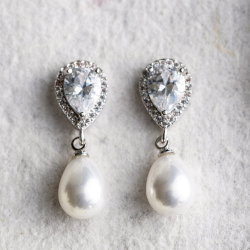 Hettie crystal and pearl earrings