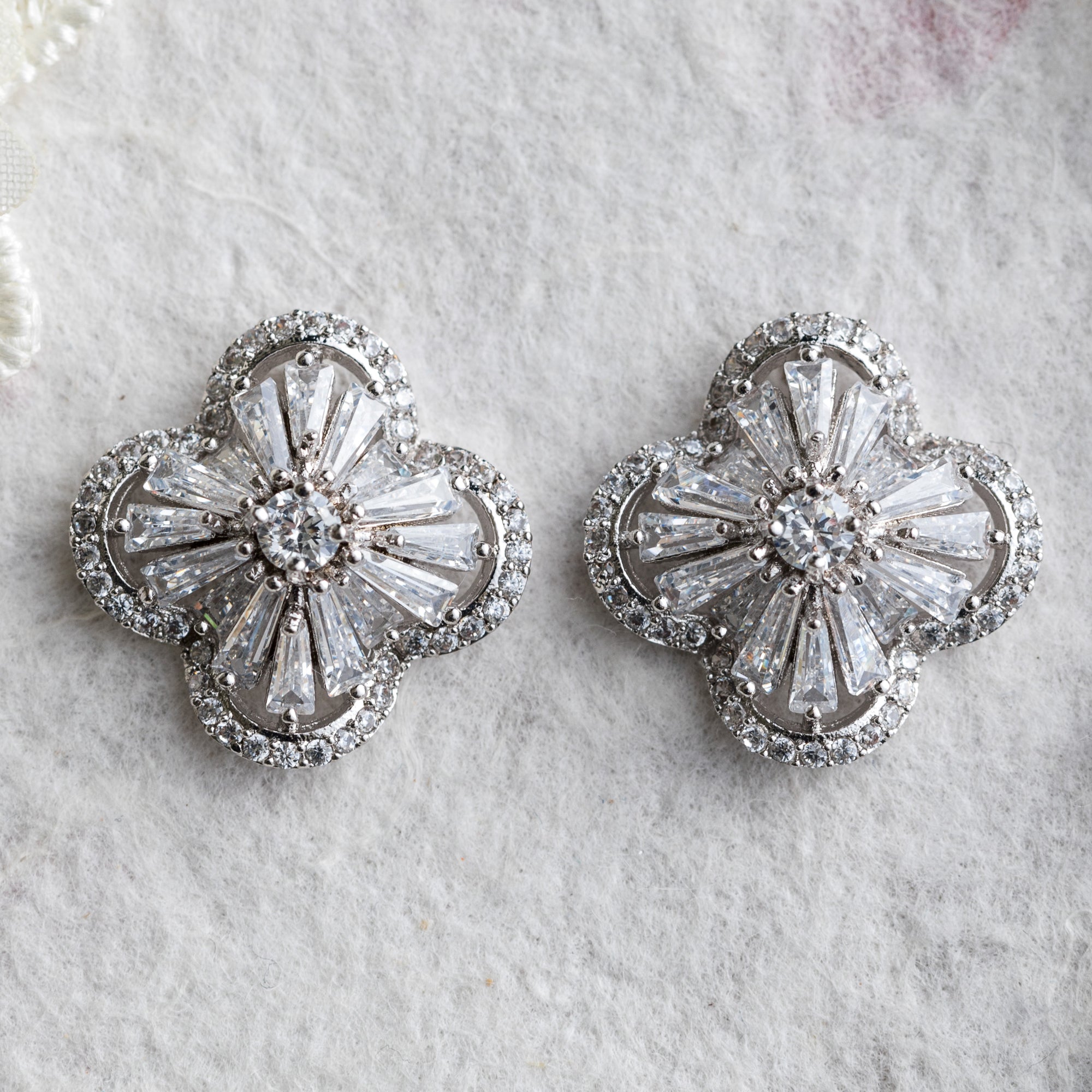 Hina silver crystal stud earrings