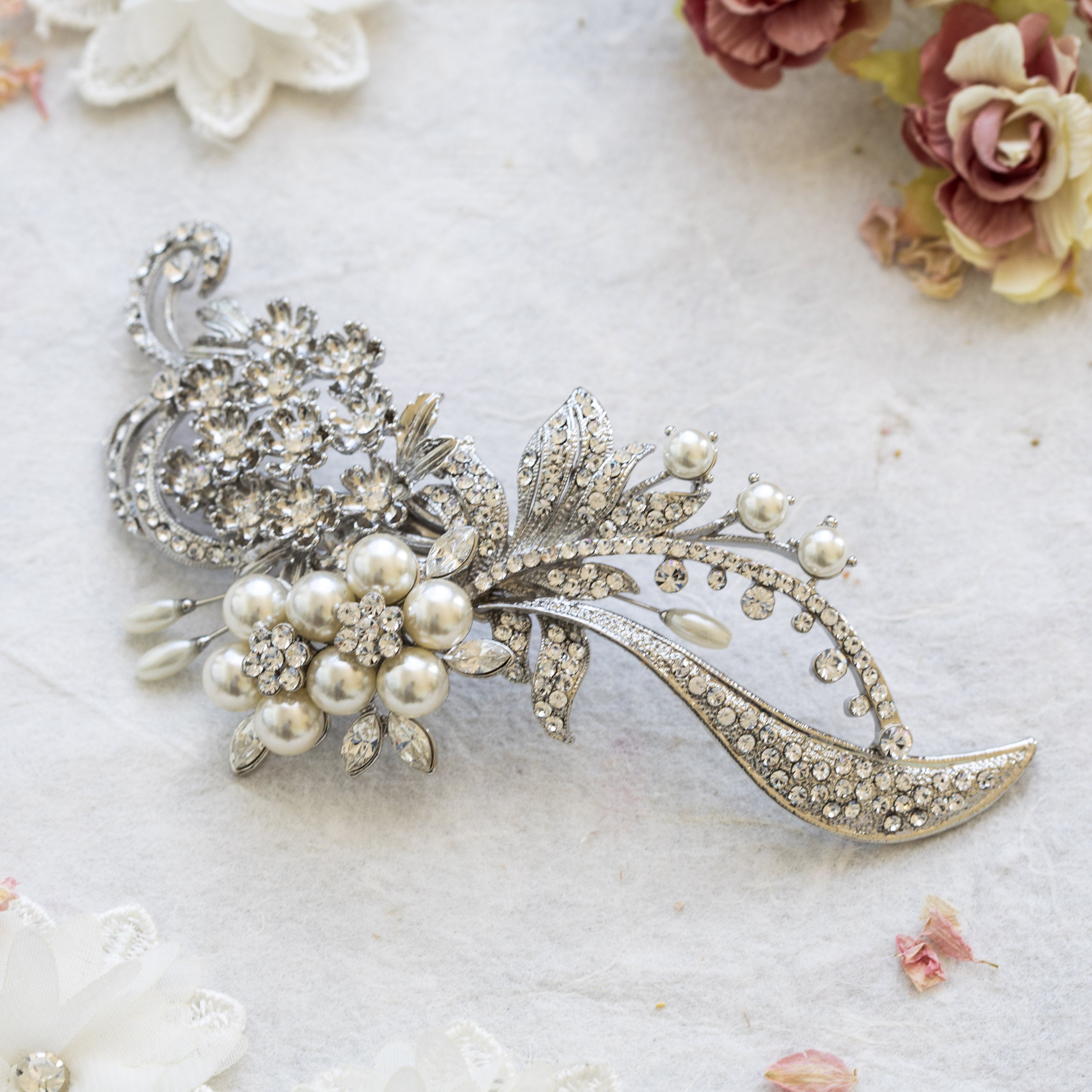 Honore silver crystal hairpiece