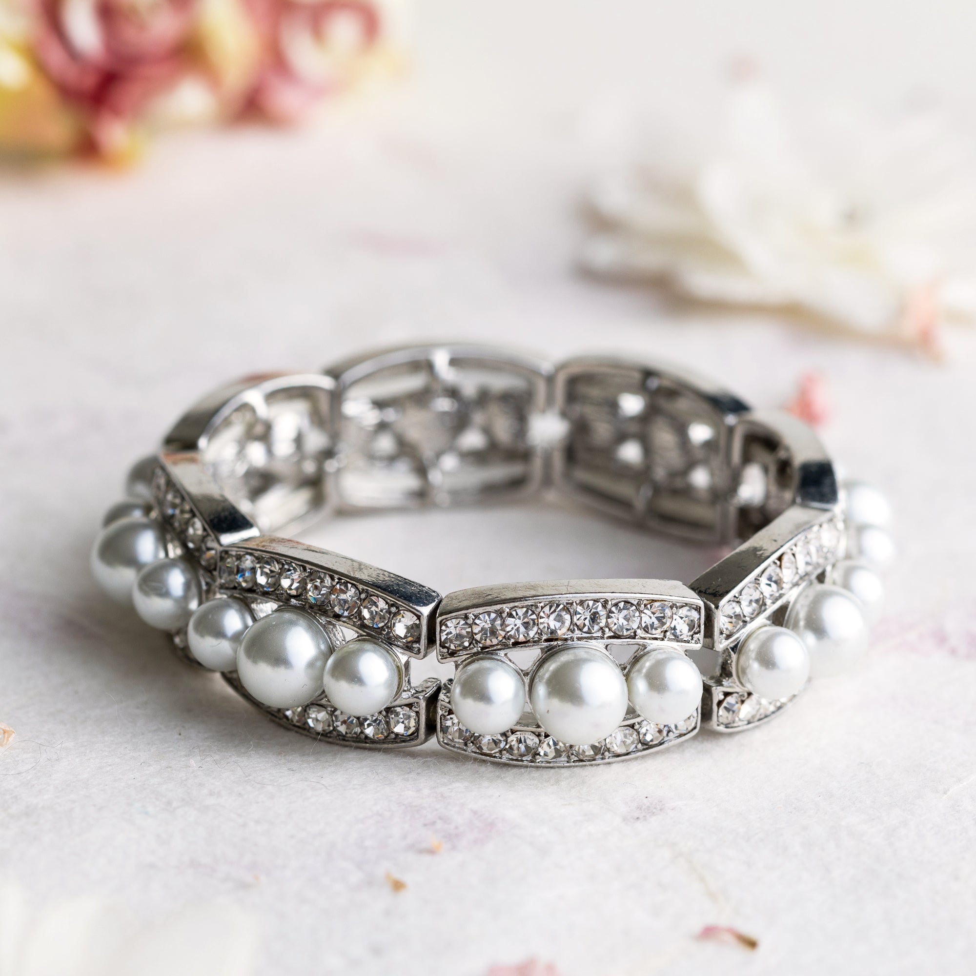 Isla pearl and crystal bracelet