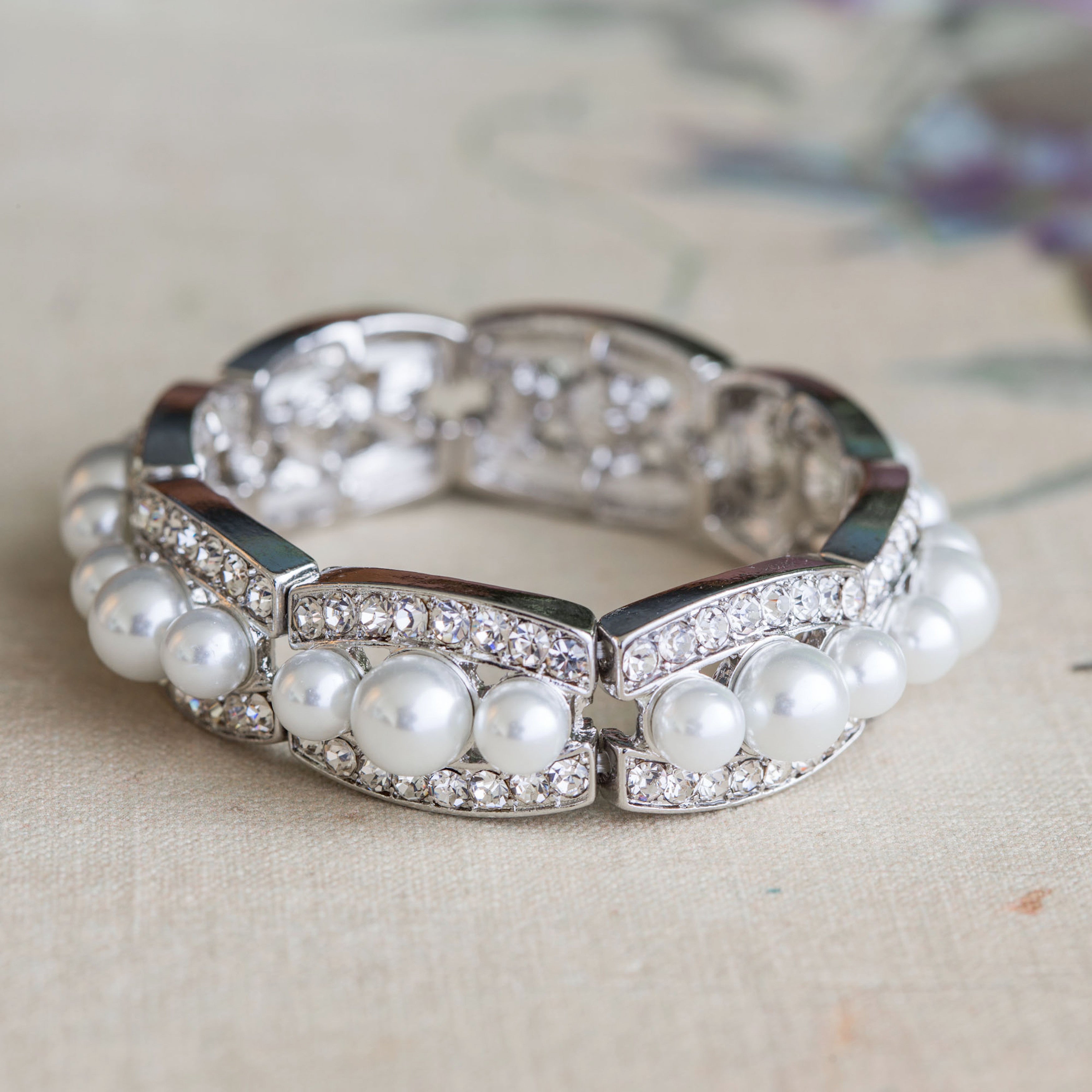 Isla pearl and crystal bracelet