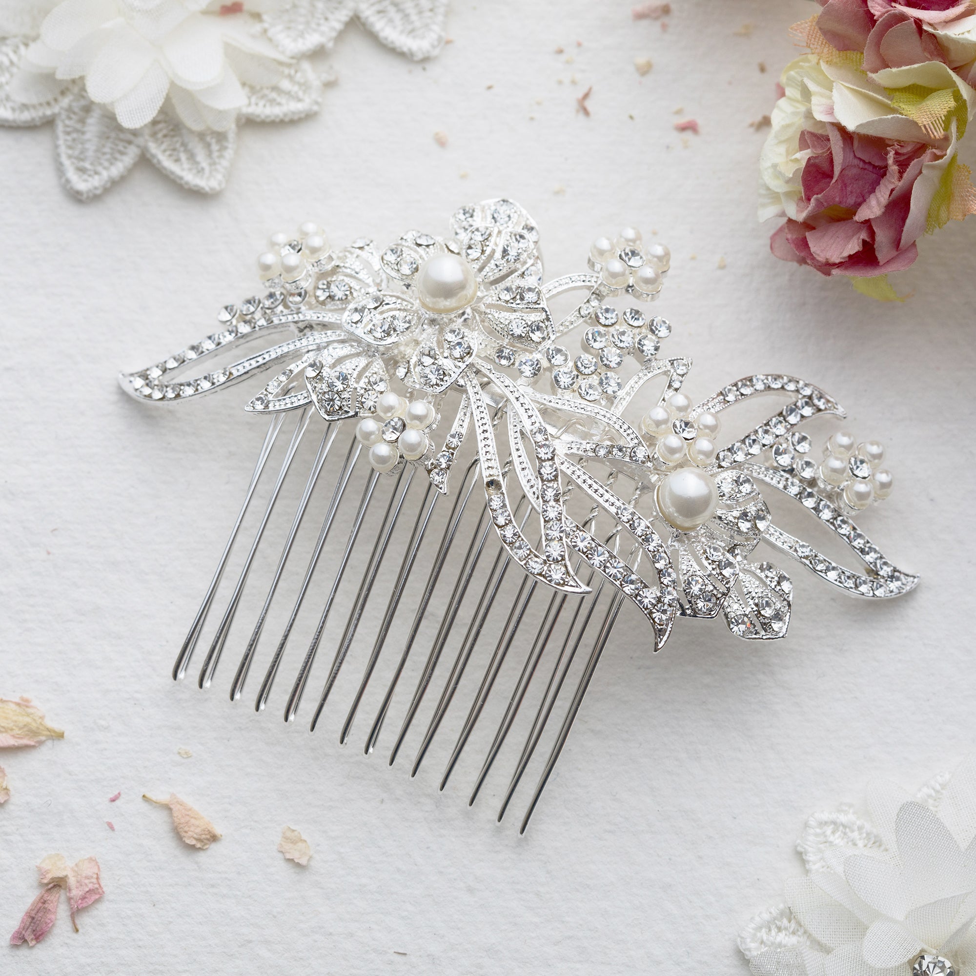 Lily crystal hair comb