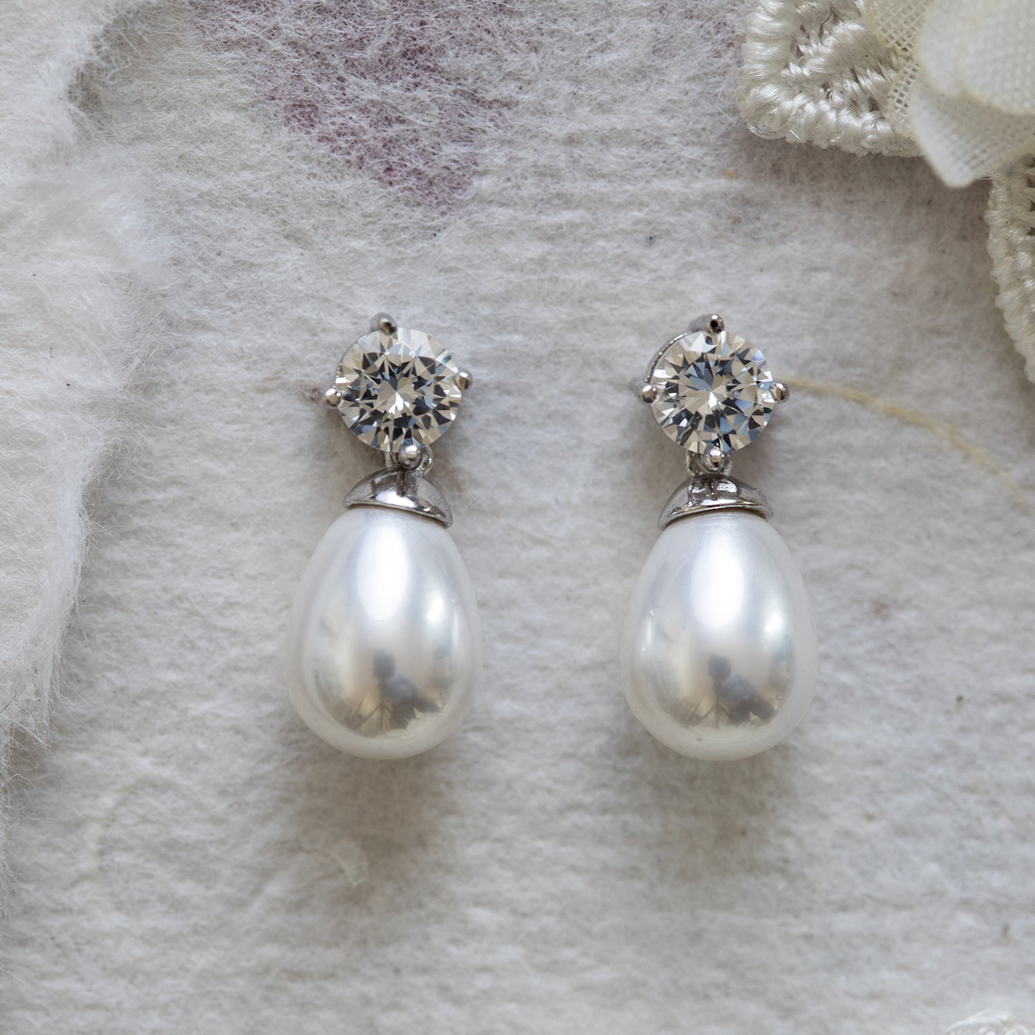 Mireille pearl and crystal earrings
