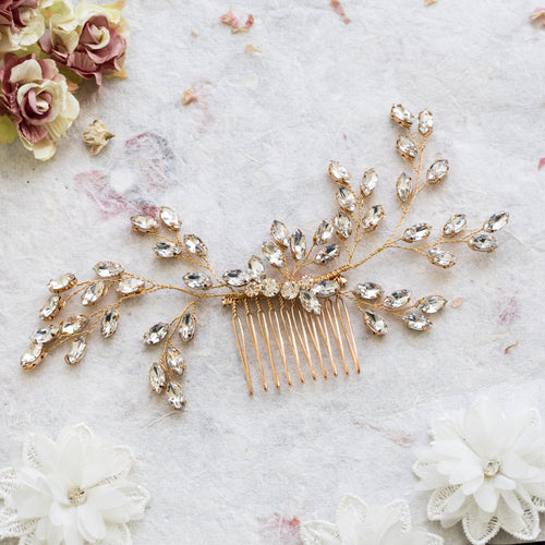 Nellie crystal gold hair comb