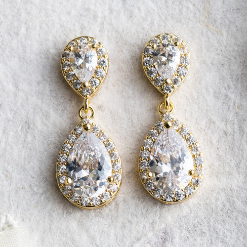 Preeti crystal and gold drop earrings