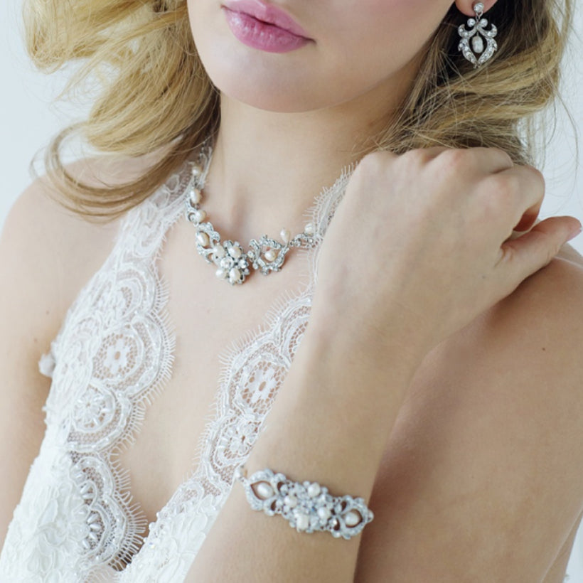 Prisilla silver and pearl bracelet