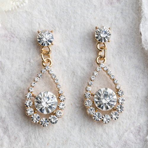 Roxy crystal and gold drop earrings