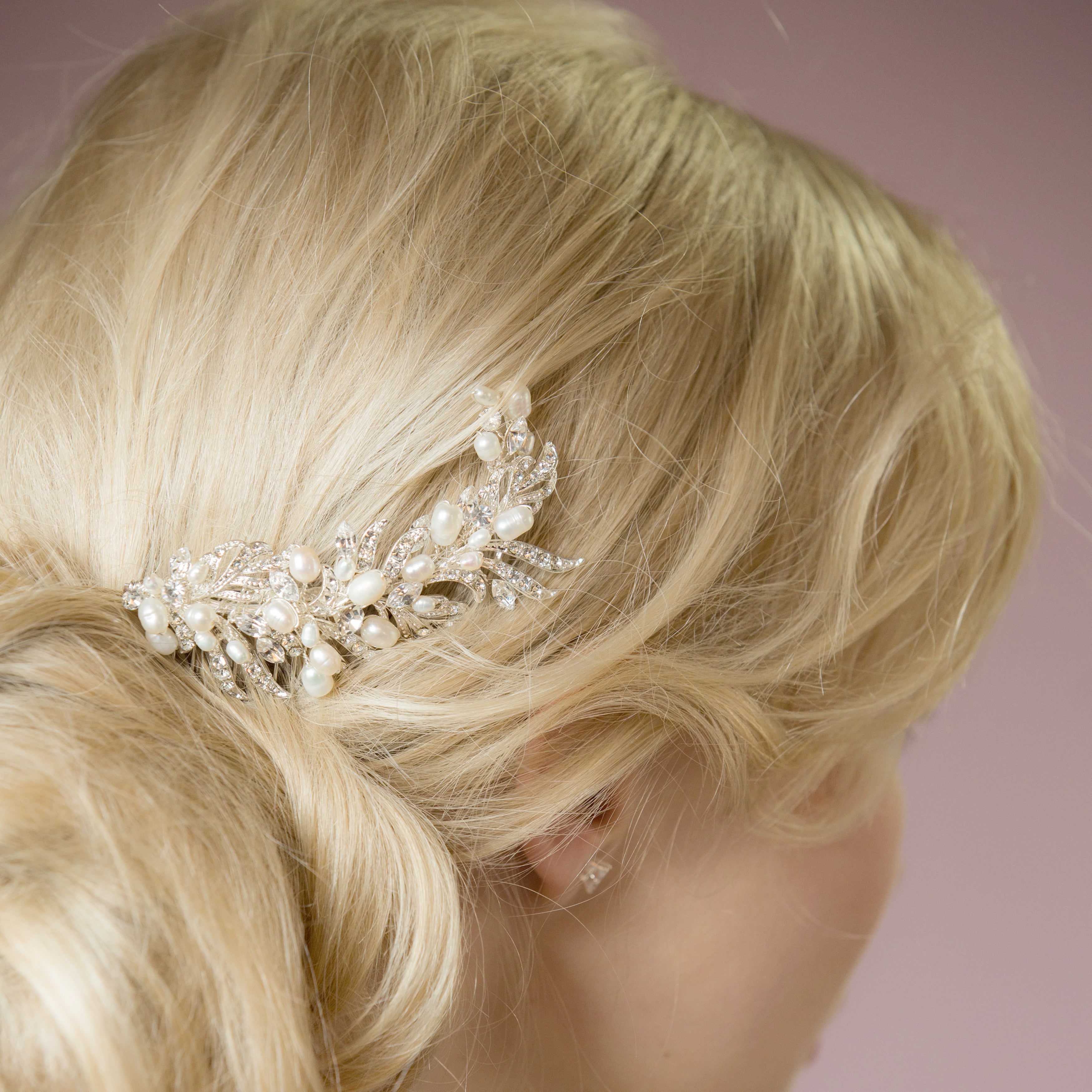 Ruby pearl and crystal hair comb