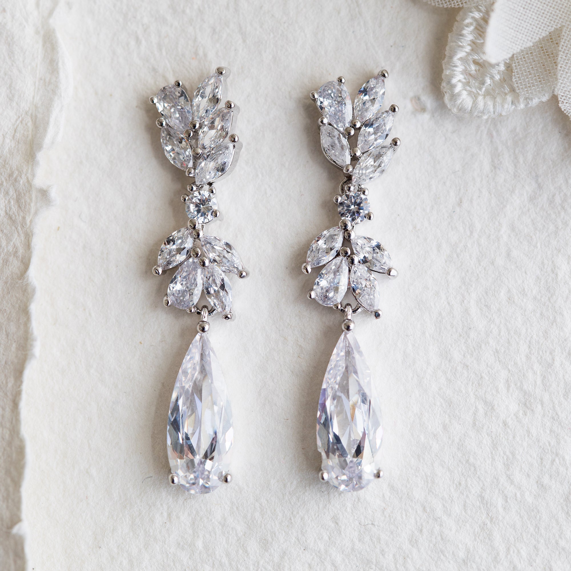 Valencia crystal silver statement earrings