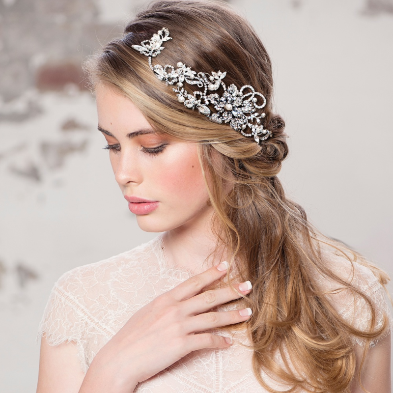 Evelyn silver crystal hairpiece