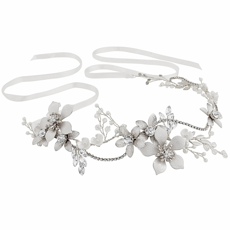 Beau crystal silver floral hairvine
