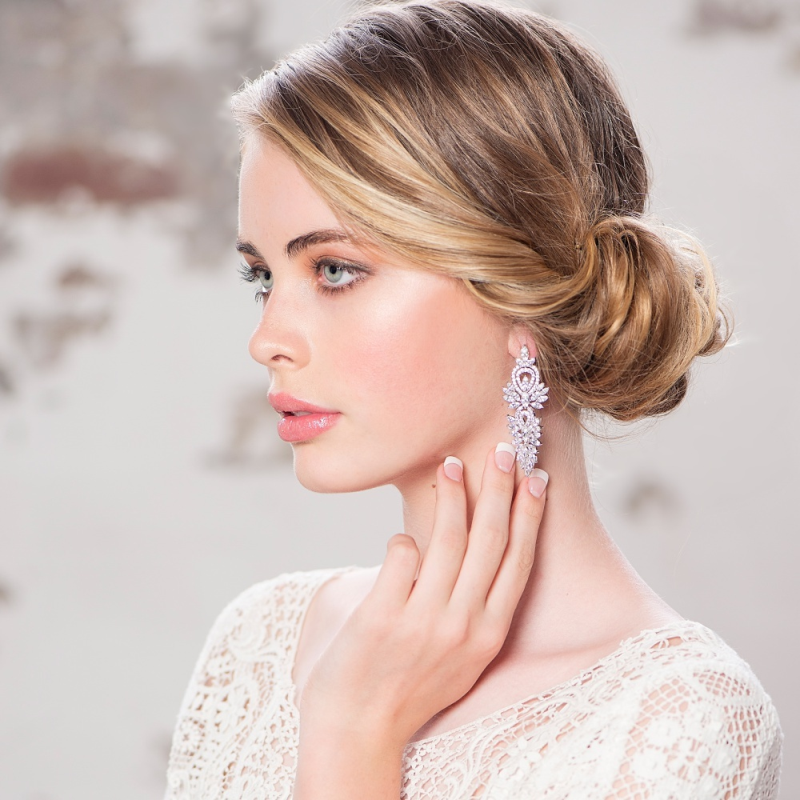 Fara crystal statement rose gold earrings