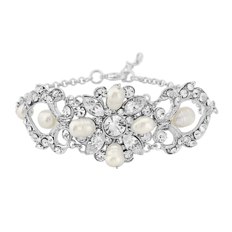 Prisilla silver and pearl bracelet