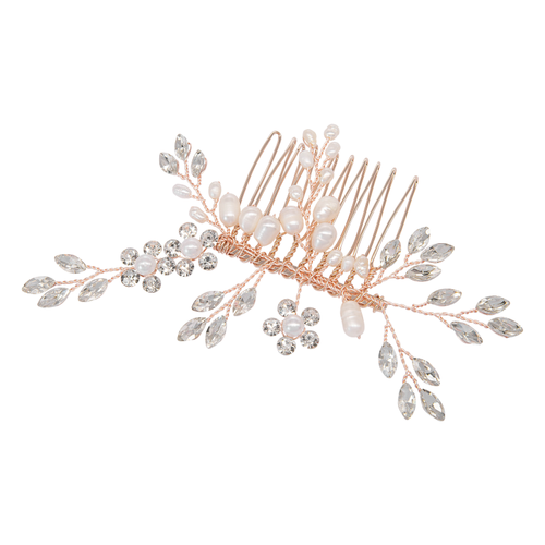 Holly crystal rose gold hair comb